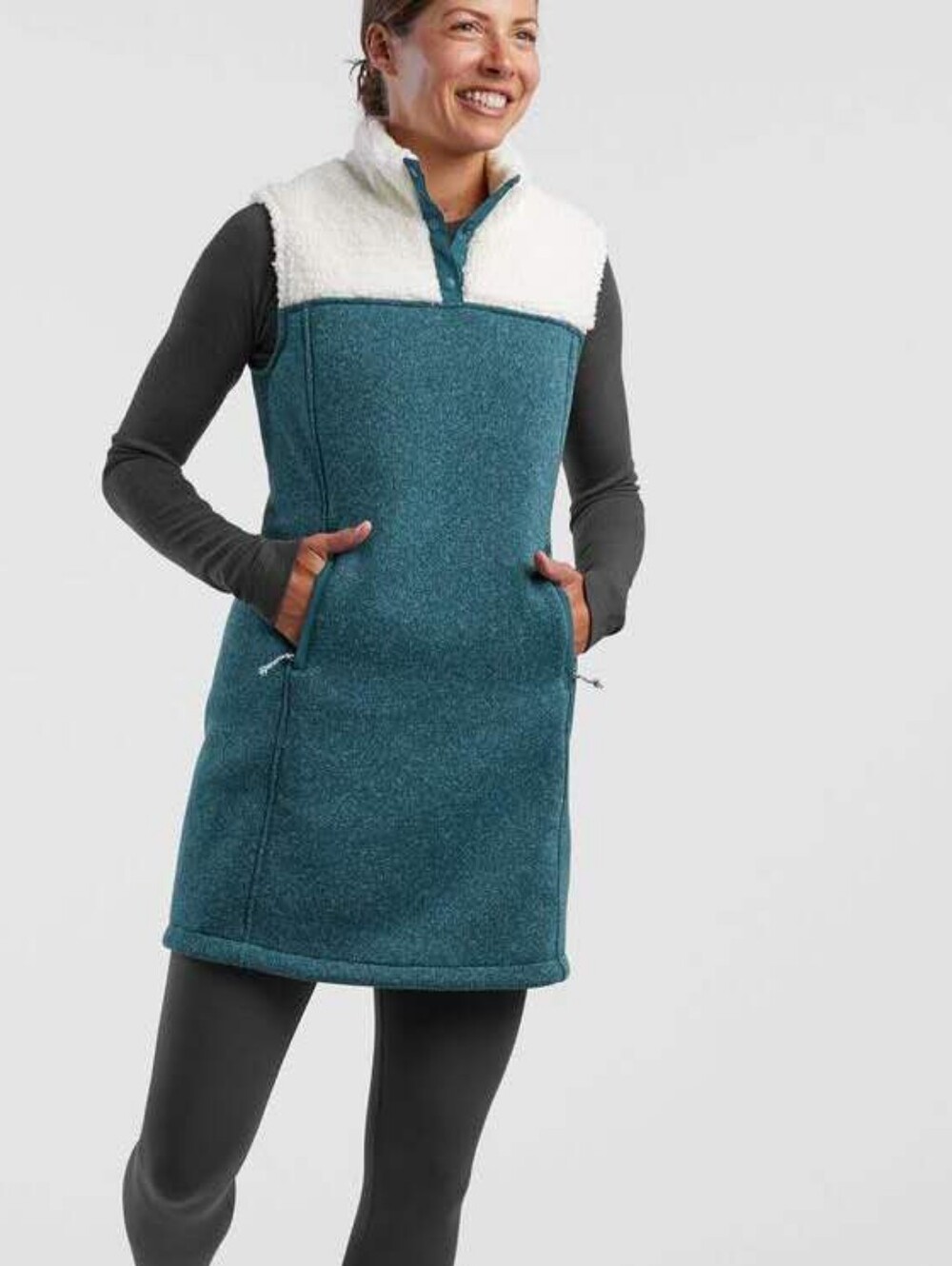 Title Nine Callitrix Fleece Vest Dress Size S Sherpa Mock Neck Outdoor EUC!